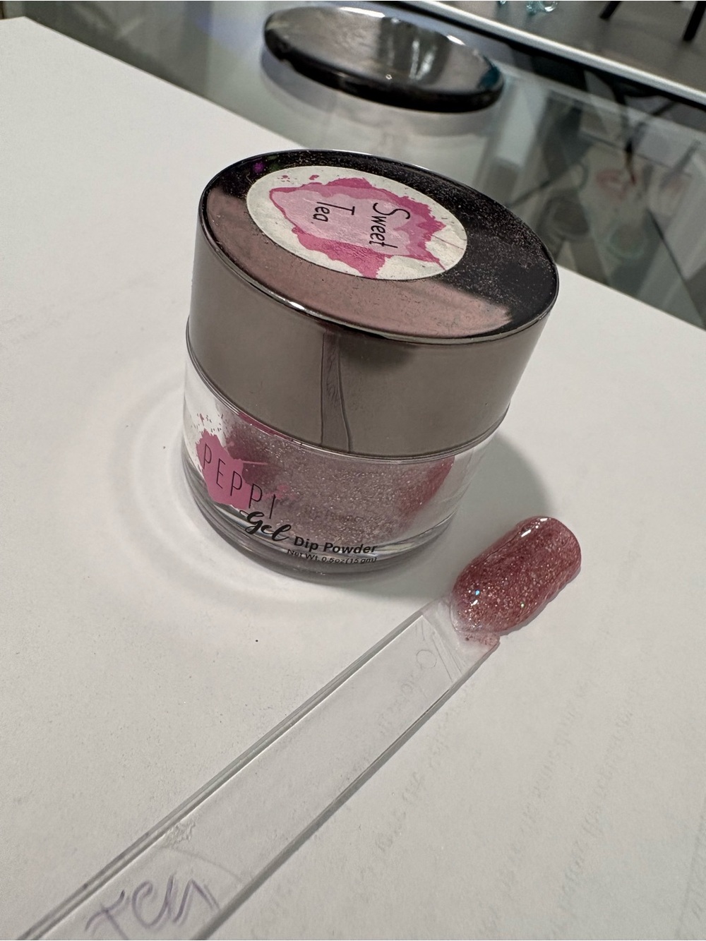 Peppi Gel Sweet Tea pink/mauve glittery dip nail powder